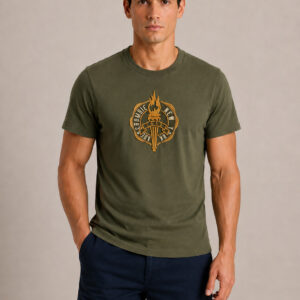 Camiseta Masculina Abercrombie Verde Militar com Bordado