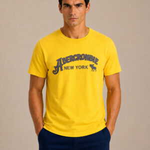 Camiseta_Abercrombie Fitch Amarela Bordada