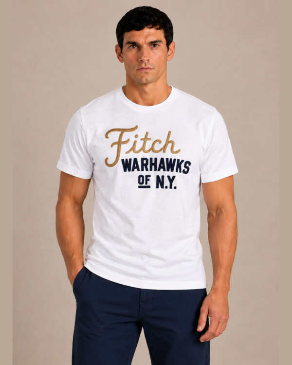 Camiseta Masculina Abercrombie Branca Bordada Fitch Warhawks BRANCO