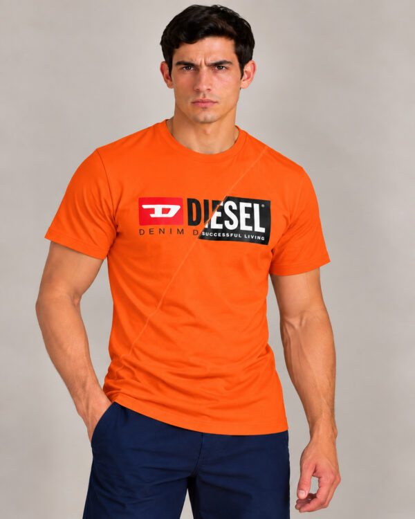 Camiseta Masculina Diesel Estampada Logo Denim LARANJA