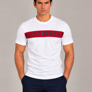 Camiseta Hugo Boss Basica Branca Faixa Vermelha