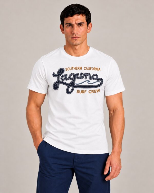 Camiseta Masculina Laguna Branca Bordada Surf Crew