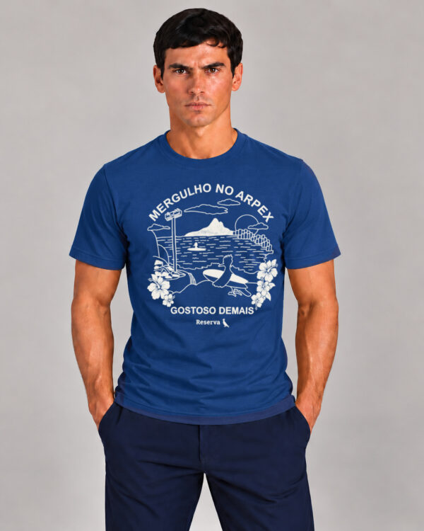 Camiseta Masculina Reserva Azul Estampada Mergulho no Arpex