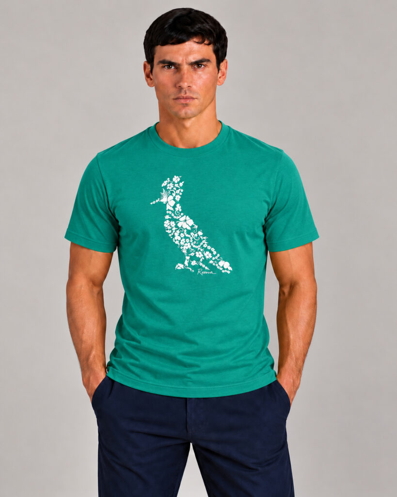 Camiseta Masculina Reserva Verde Estampa Pica-Pau Floral