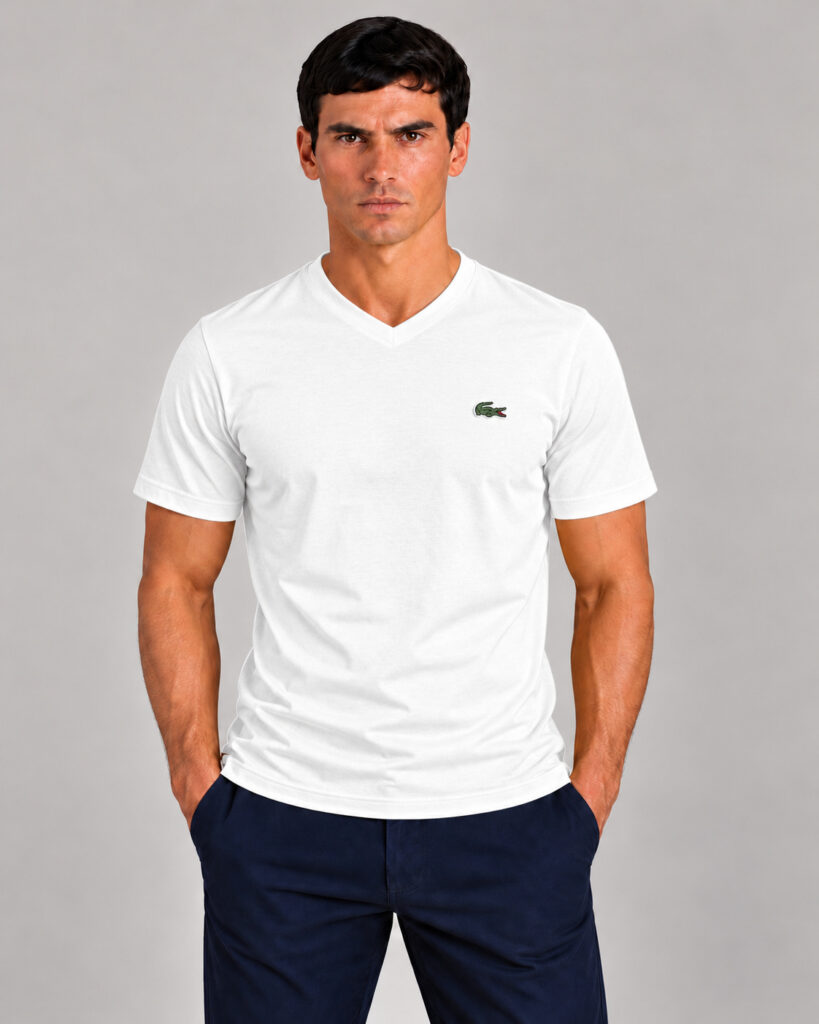 Camiseta Masculina Lacoste Básica Gola V