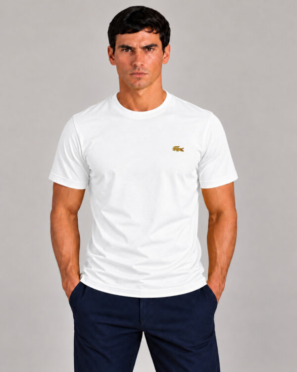Camiseta Masculina Lacoste Básica BRANCO/GOLD