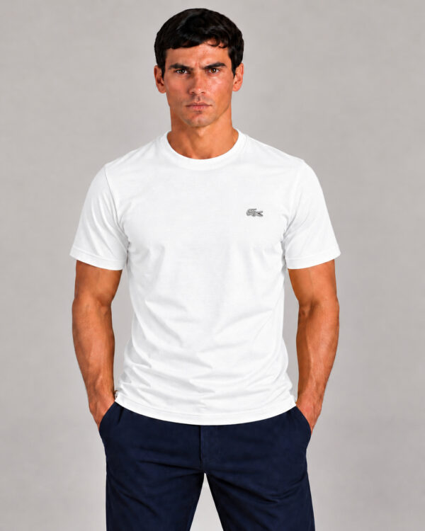 Camiseta Masculina Lacoste Básica BRANCO/SILVER